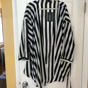 Black & White Striped Wrap Top/Jacket